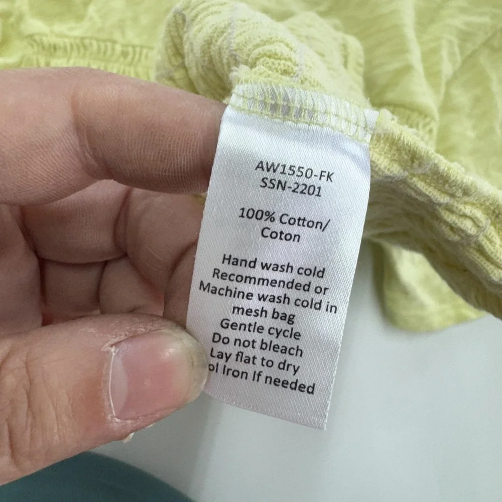 ATM Anthony Thomas Melillo Tee Women Large‎ Yellow Smocked Slub Cotton